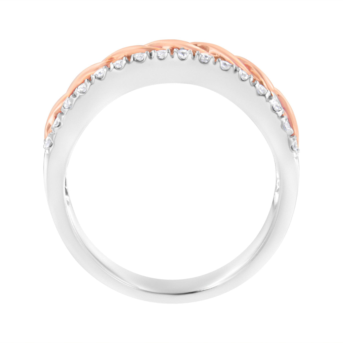 10K White and Rose Gold 1/3 Cttw Diamond Split Shank and Infinity Ribbon Band Ring (I-J Color, I1-I2 Clarity) - Size 6 - LinkagejewelrydesignLinkagejewelrydesign
