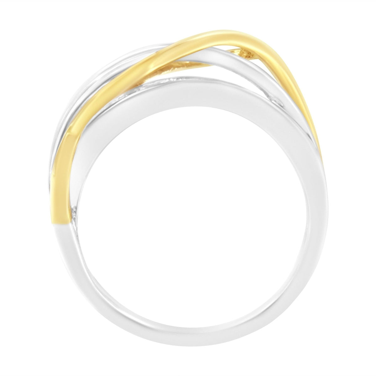 10K White and Yellow Gold 1 1/10 cttw Channel-Set Diamond Bypass Band Ring (J Color, I3 Clarity) – Size 8 - LinkagejewelrydesignLinkagejewelrydesign