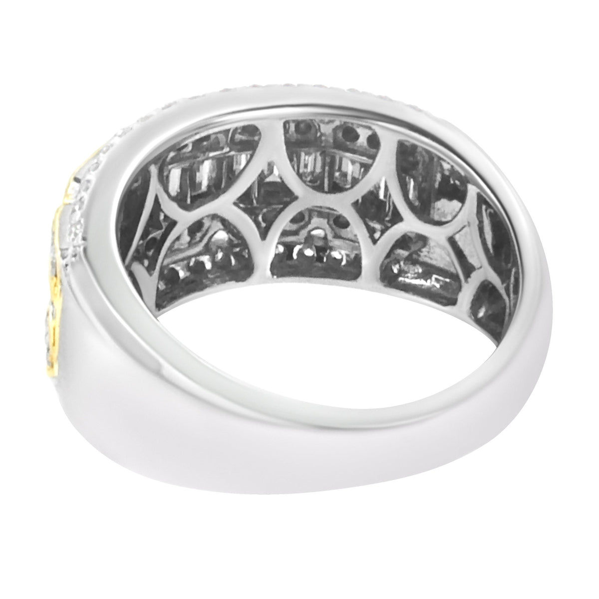 10K White and Yellow Gold 1.00 Cttw Baguette and Round cut Diamond Art Deco Multi-Row Ring Band (I-J Color, I1-I2 Clarity) - Ring Size 7 - LinkagejewelrydesignLinkagejewelrydesign