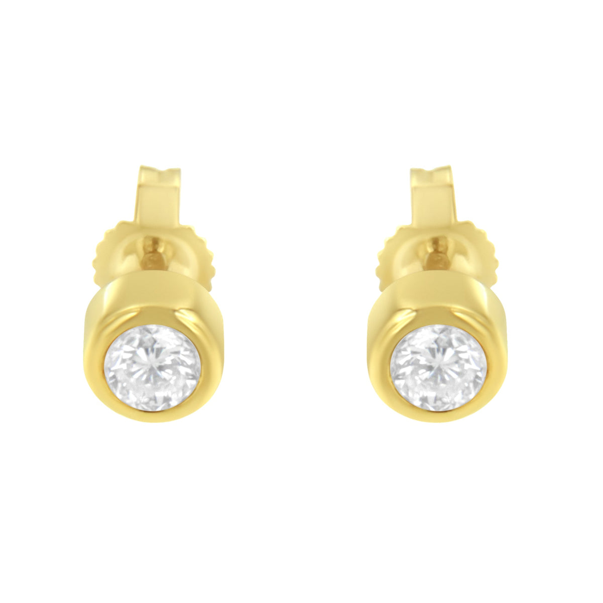 10K White Gold 0.30 Cttw Round Brilliant-Cut Near Colorless Diamond Bezel-Set Stud Earrings (H-I Color, I1-I2 Clarity) - LinkagejewelrydesignLinkagejewelrydesign