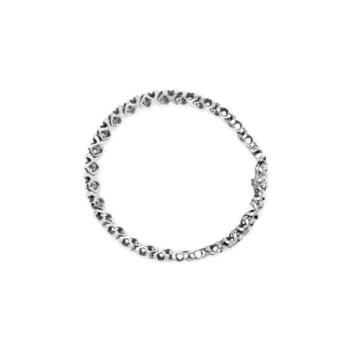 10K White Gold 1 1/2 Cttw Diamond Alternating Diamond and X-Link 7.5&quot; Tennis Bracelet (H-I Color, I2-I3 Clarity) - LinkagejewelrydesignLinkagejewelrydesign