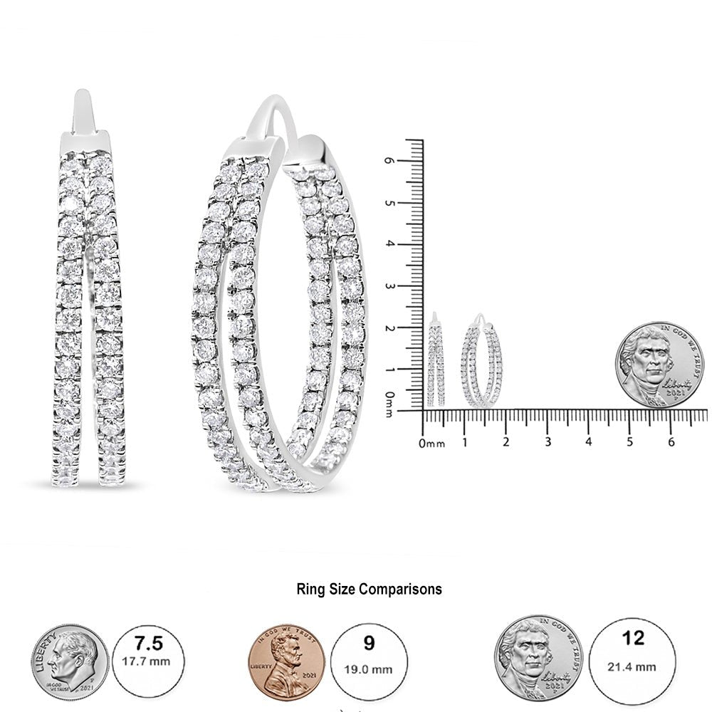 10K White Gold 1 1/2 Cttw Lab Grown Diamond Inside Out Double Row Split Criss Cross 3/4&quot; Inch Hoop Earrings (G-H Color, SI1-SI2 Clarity) - LinkagejewelrydesignLinkagejewelrydesign