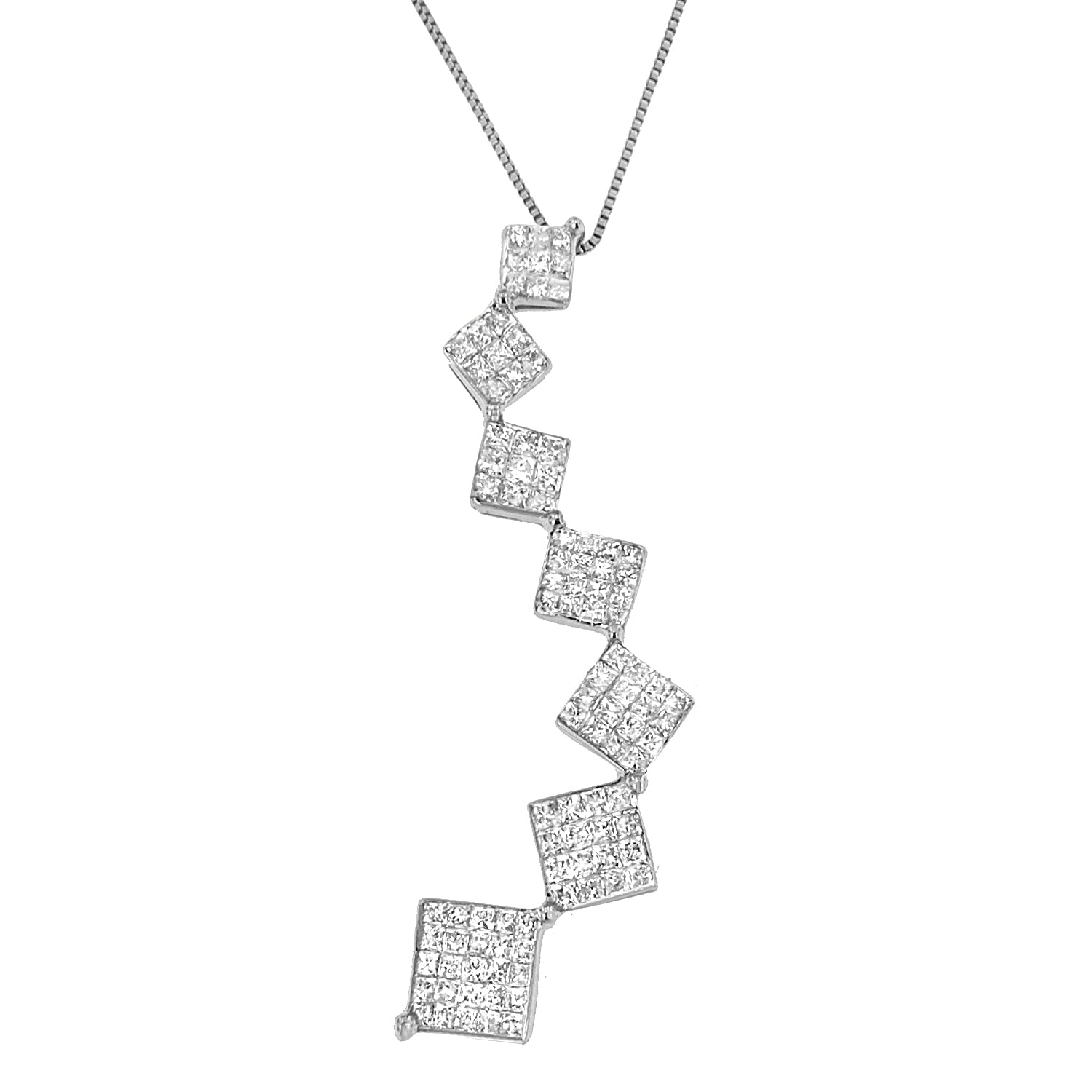 10K White Gold 1 cttw Diamond Snake Curved Pendant Necklace (H-I, I1-I2) - LinkagejewelrydesignLinkagejewelrydesign