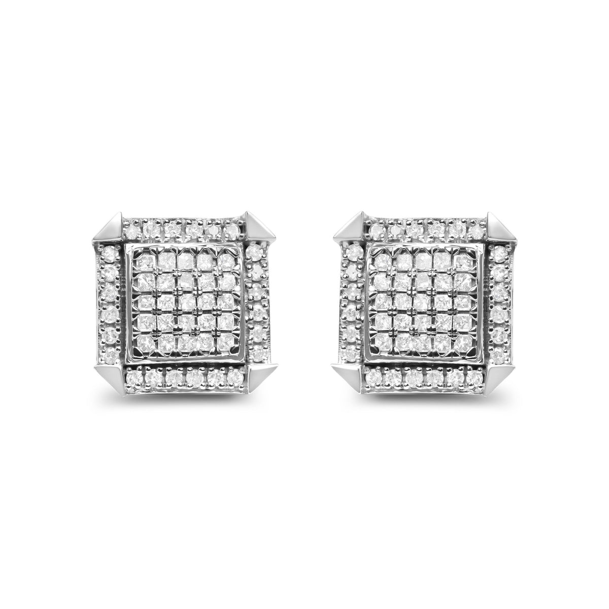 10K White Gold 1.0 Cttw Diamond Composite with Halo Stud Earrings (H-I Color, I1-I2 Clarity) - LinkagejewelrydesignLinkagejewelrydesign