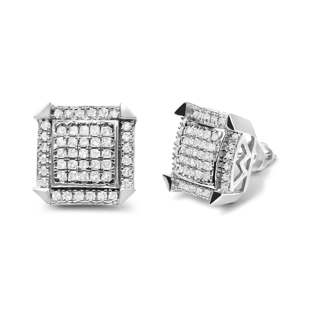 10K White Gold 1.0 Cttw Diamond Composite with Halo Stud Earrings (H-I Color, I1-I2 Clarity) - LinkagejewelrydesignLinkagejewelrydesign