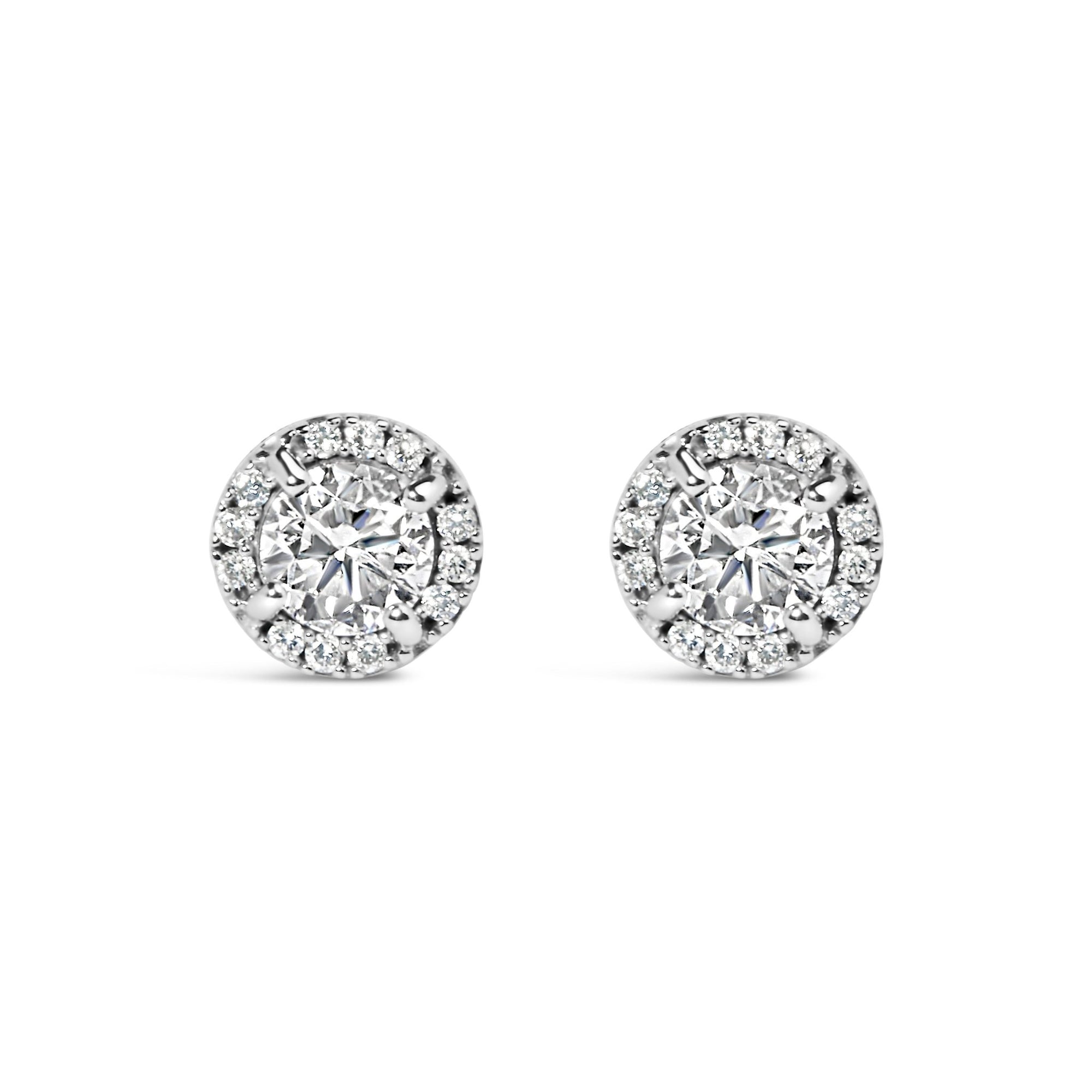 10K White Gold 1.00 Cttw Diamond Hidden Halo Stud Earring (H - I Color, I1 - I2 Clarity) - LinkagejewelrydesignLinkagejewelrydesign