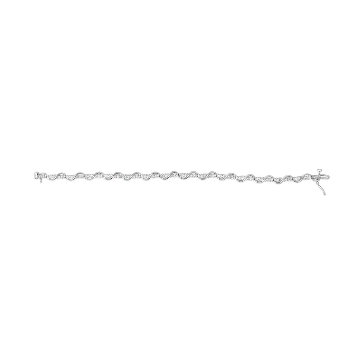 10K White Gold 1.00 Cttw Round-Cut Diamond Tennis Bracelet with Swirl Link (H-I Color, I3 Clarity) - 7&quot; Inches - LinkagejewelrydesignLinkagejewelrydesign