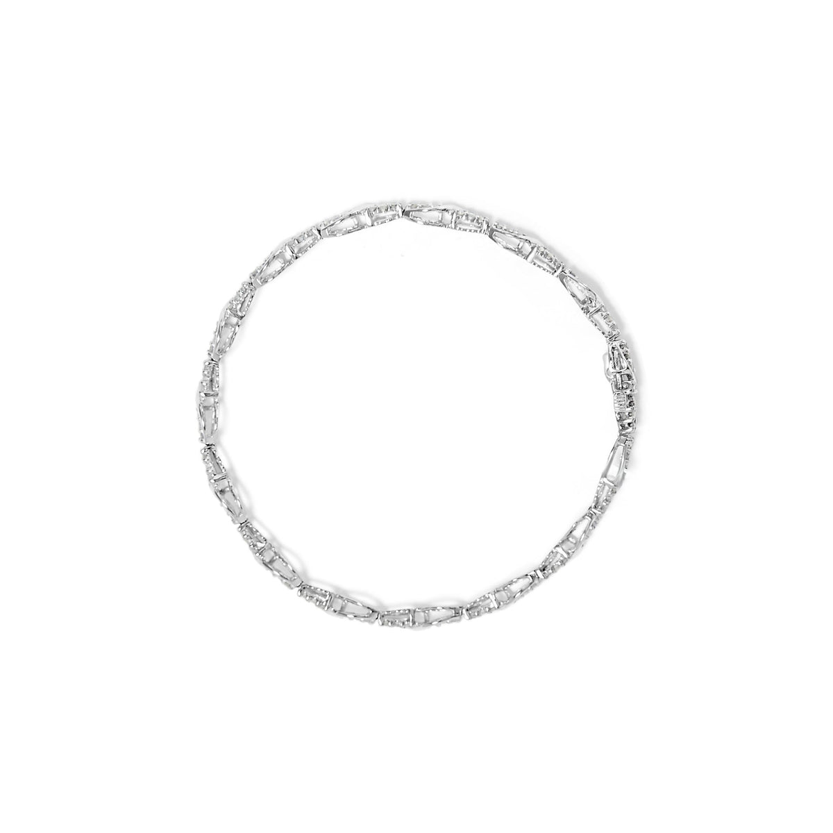 10K White Gold 1.00 Cttw Round-Cut Diamond Tennis Bracelet with Swirl Link (H-I Color, I3 Clarity) - 7&quot; Inches - LinkagejewelrydesignLinkagejewelrydesign