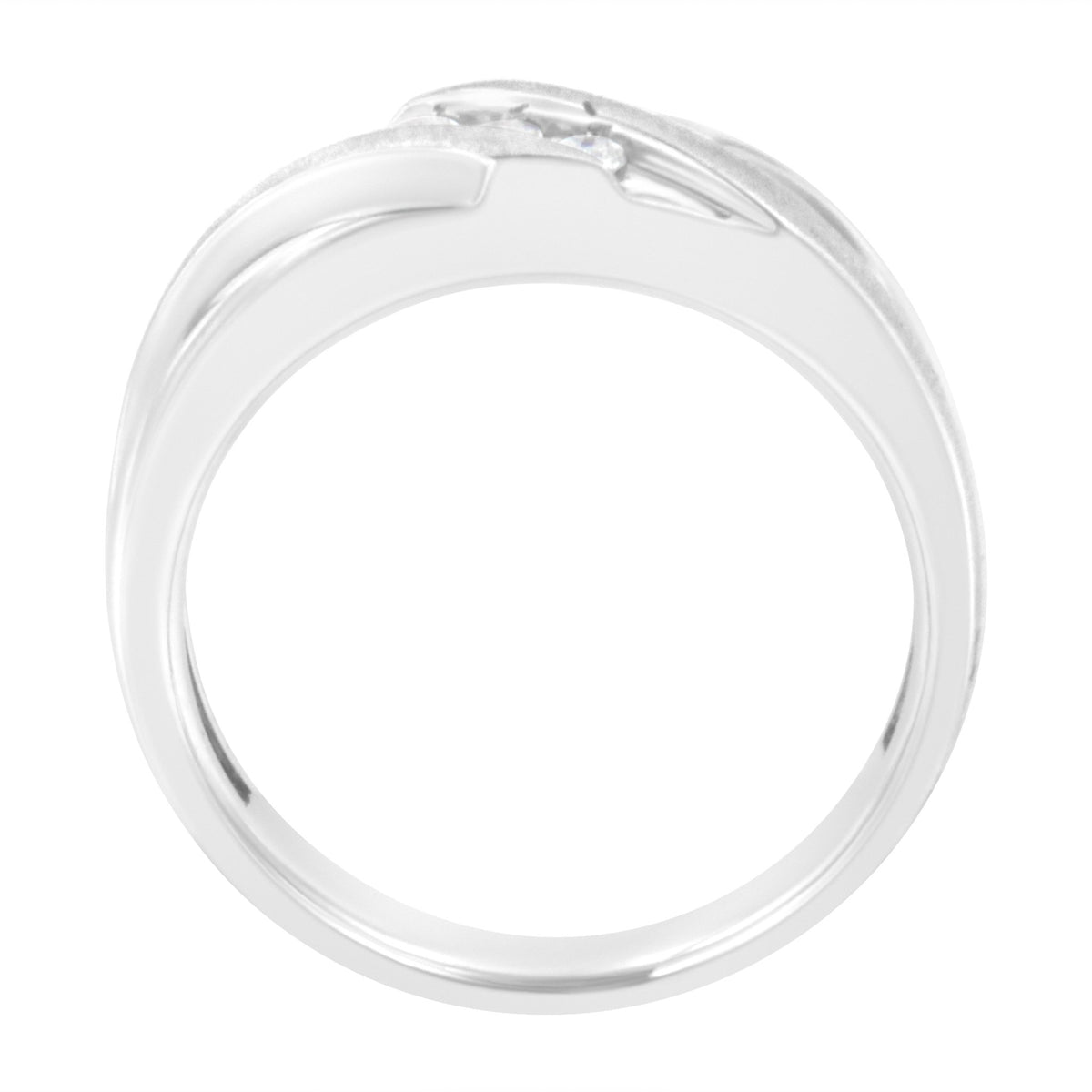 10K White Gold 1/10 Cttw Diamond Men&#39;s Three Stone Channel Set Diamond Wedding Ring (I-J Color, I1-I2 Clarity) - Size 10 - LinkagejewelrydesignLinkagejewelrydesign