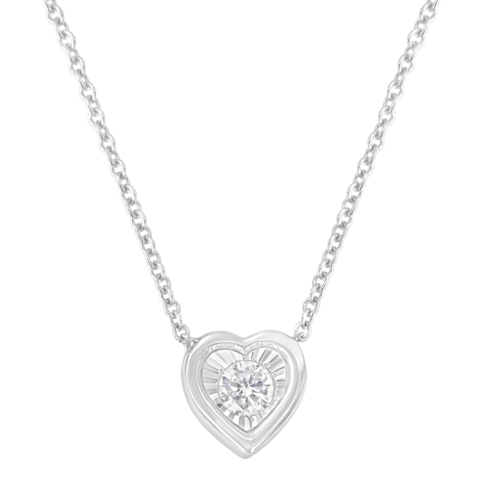 10K White Gold 1/10 Cttw Miracle Set Round-Cut Diamond Square Shape 18" Pendant Necklace (H-I Color, SI2-I1 Clarity) - LinkagejewelrydesignLinkagejewelrydesign