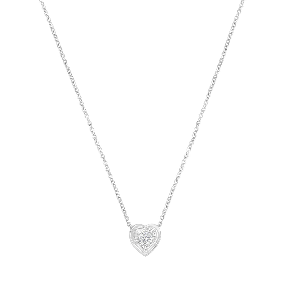 10K White Gold 1/10 Cttw Miracle Set Round-Cut Diamond Square Shape 18&quot; Pendant Necklace (H-I Color, SI2-I1 Clarity) - LinkagejewelrydesignLinkagejewelrydesign