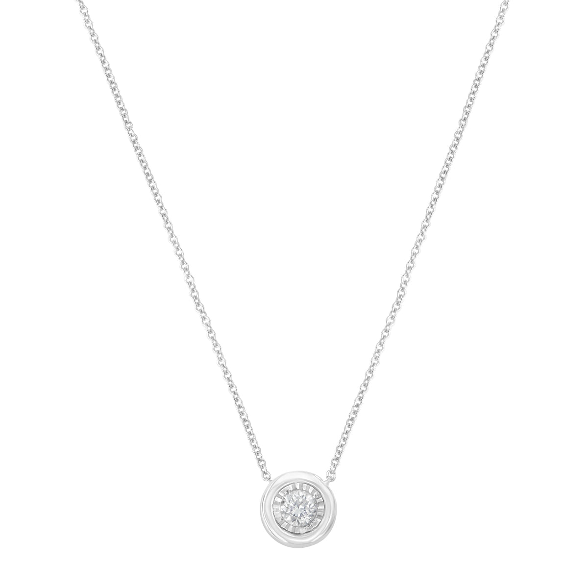 10K White Gold 1/10 Cttw Miracle Set Round-Cut Diamond Square Shape 18&quot; Pendant Necklace (H-I Color, SI2-I1 Clarity) - LinkagejewelrydesignLinkagejewelrydesign