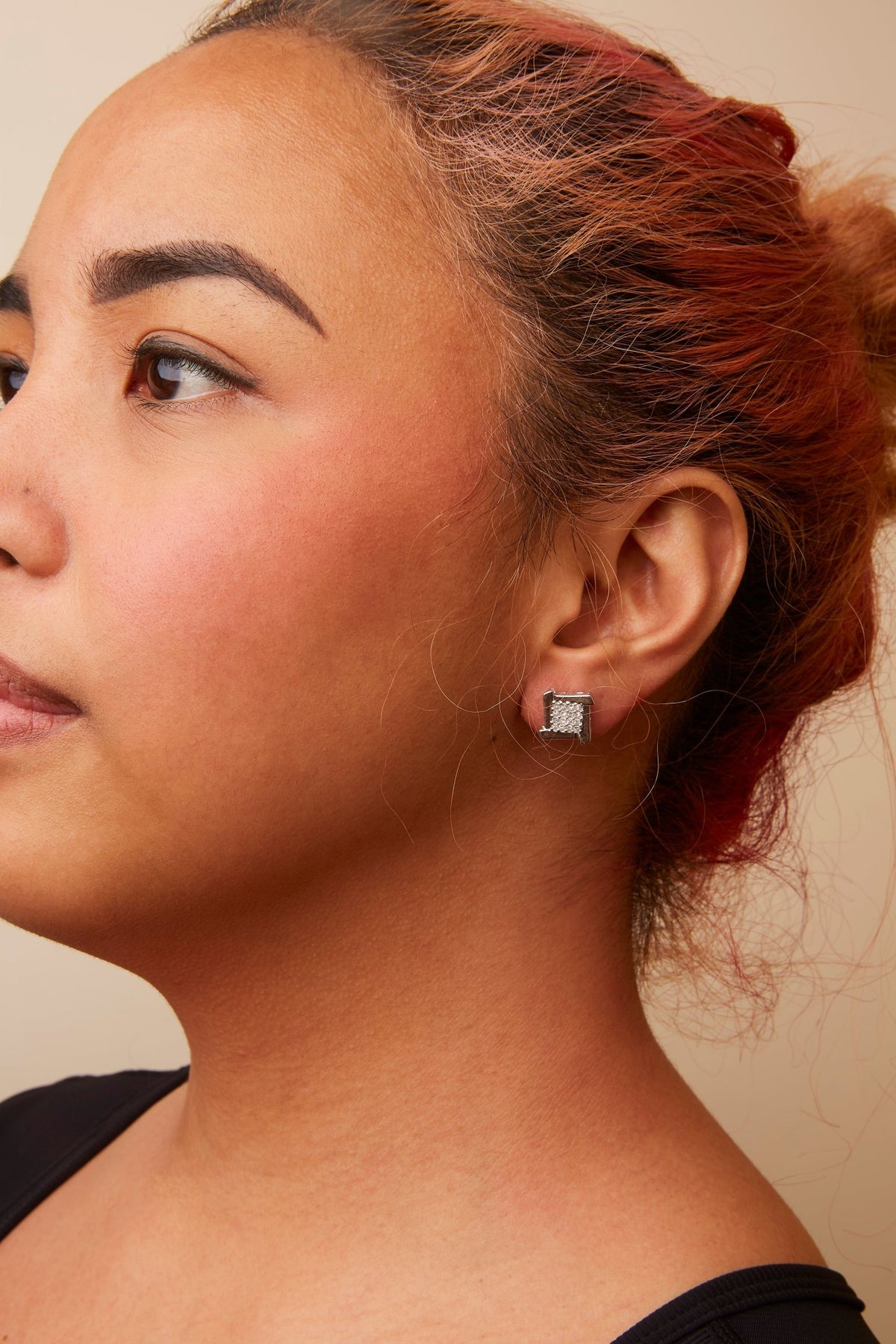 10K White Gold 1/2 Cttw Composite Princess Diamond Square and Swirl Stud Earrings (I-J Color, I1-I2 Clarity) - LinkagejewelrydesignLinkagejewelrydesign