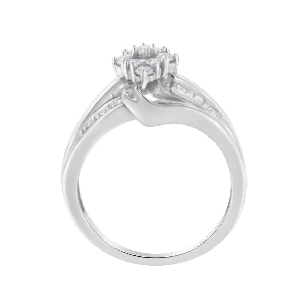 10K White Gold 1/2 cttw Diamond Cluster Ring (H-I Clarity, I2-I3 Color) - Size 6 - LinkagejewelrydesignLinkagejewelrydesign