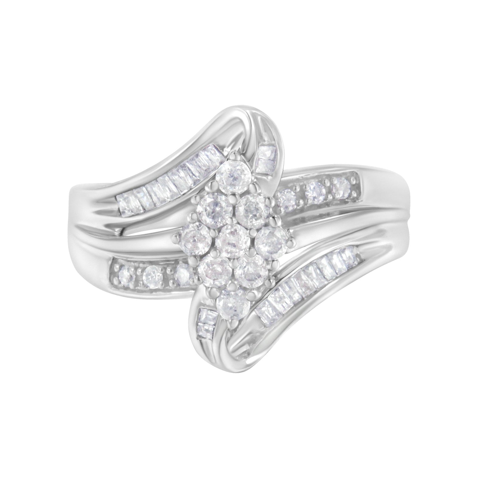10K White Gold 1/2 cttw Diamond Cluster Ring (H-I Clarity, I2-I3 Color) - Size 6 - LinkagejewelrydesignLinkagejewelrydesign