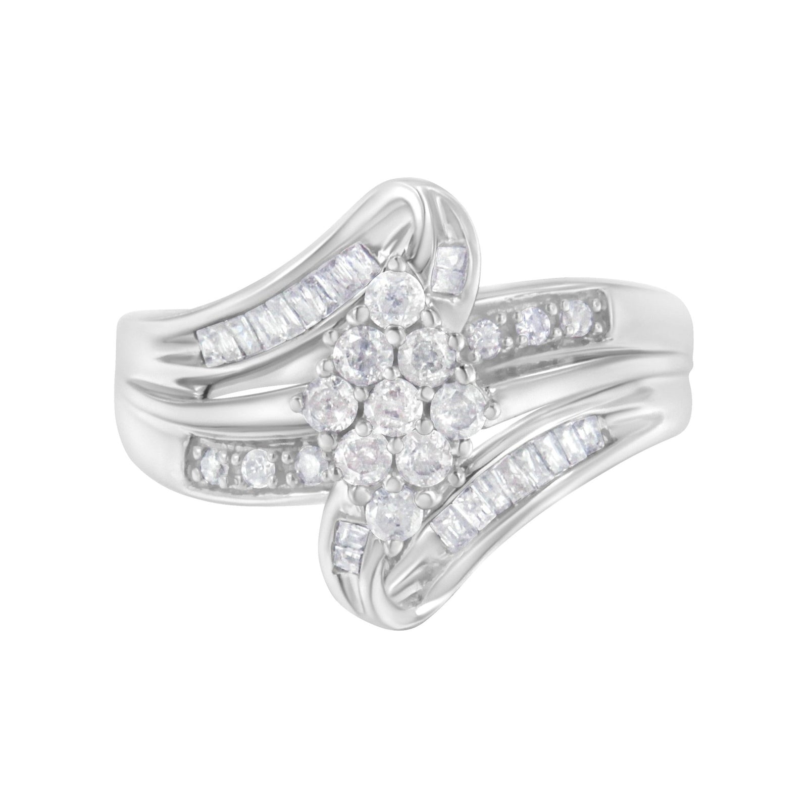 10K White Gold 1/2 cttw Diamond Cluster Ring (H-I Clarity, I2-I3 Color) - Size 7 - LinkagejewelrydesignLinkagejewelrydesign