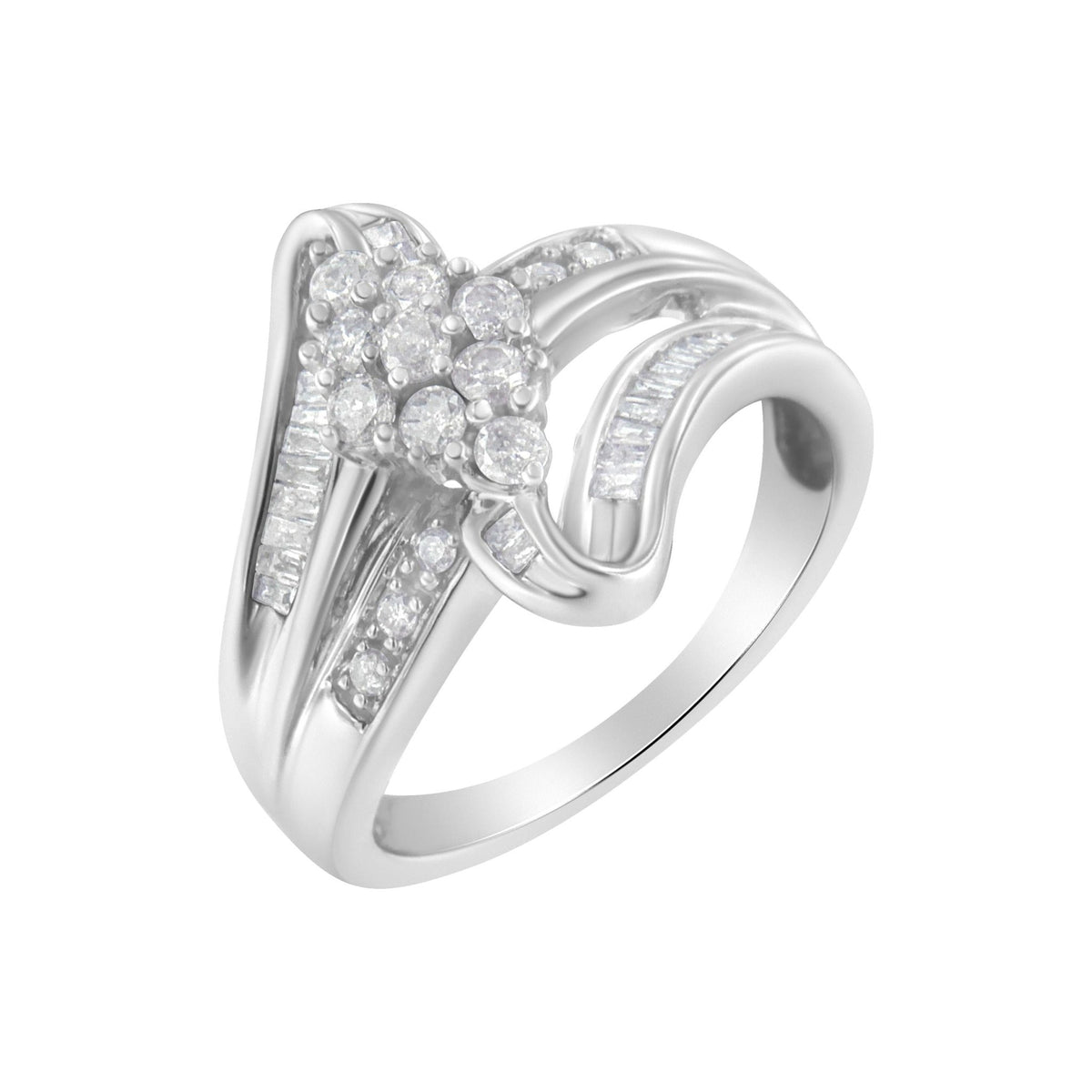 10K White Gold 1/2 cttw Diamond Cluster Ring (H-I Clarity, I2-I3 Color) - Size 7 - LinkagejewelrydesignLinkagejewelrydesign