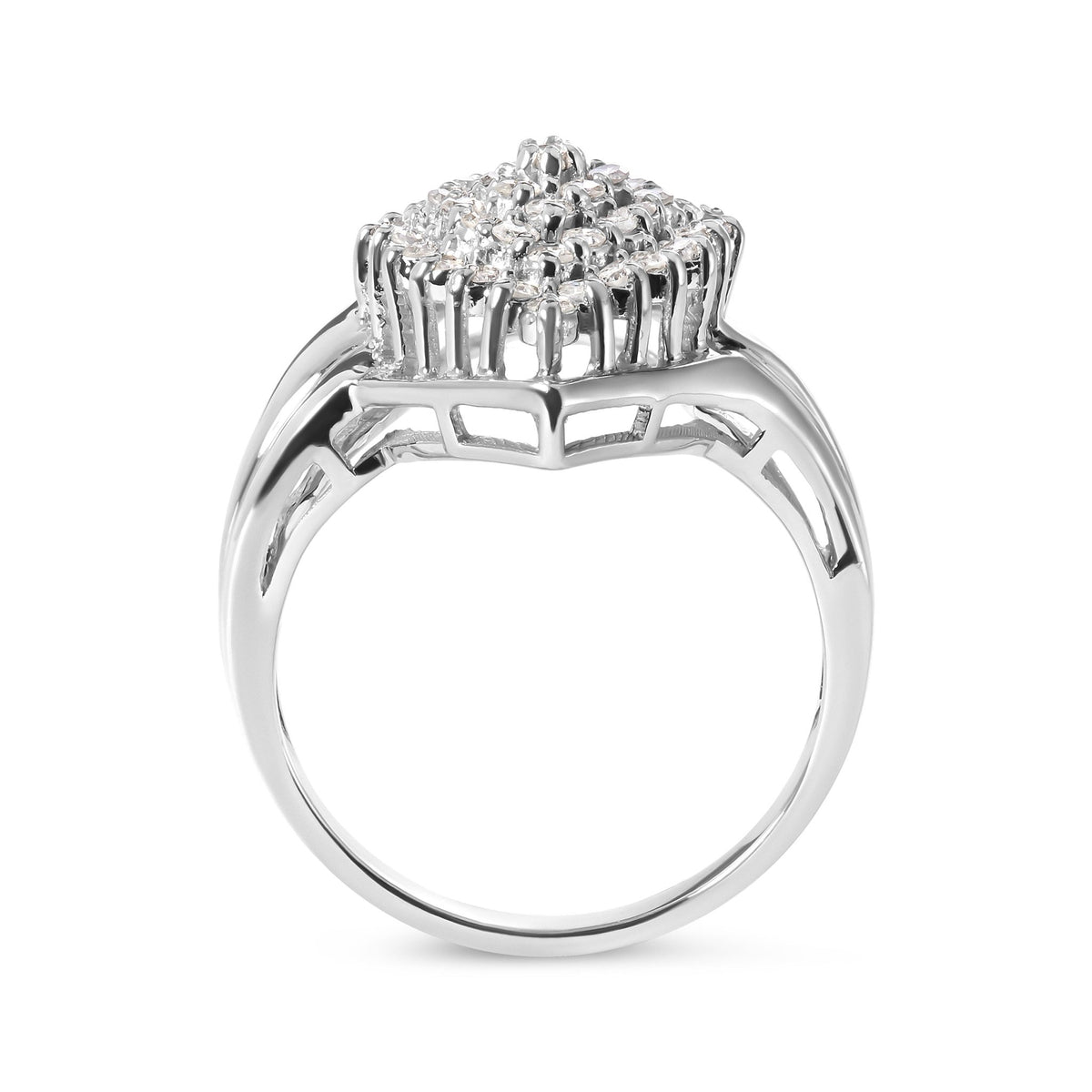 10K White Gold 1/2 Cttw Diamond Pear Shaped Cluster Ring (H-I Color, I1-I2 Clarity) - Ring Size 7 - LinkagejewelrydesignLinkagejewelrydesign
