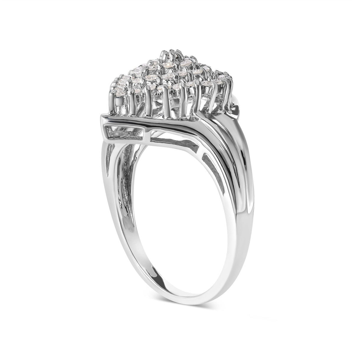 10K White Gold 1/2 Cttw Diamond Pear Shaped Cluster Ring (H-I Color, I1-I2 Clarity) - Ring Size 7 - LinkagejewelrydesignLinkagejewelrydesign