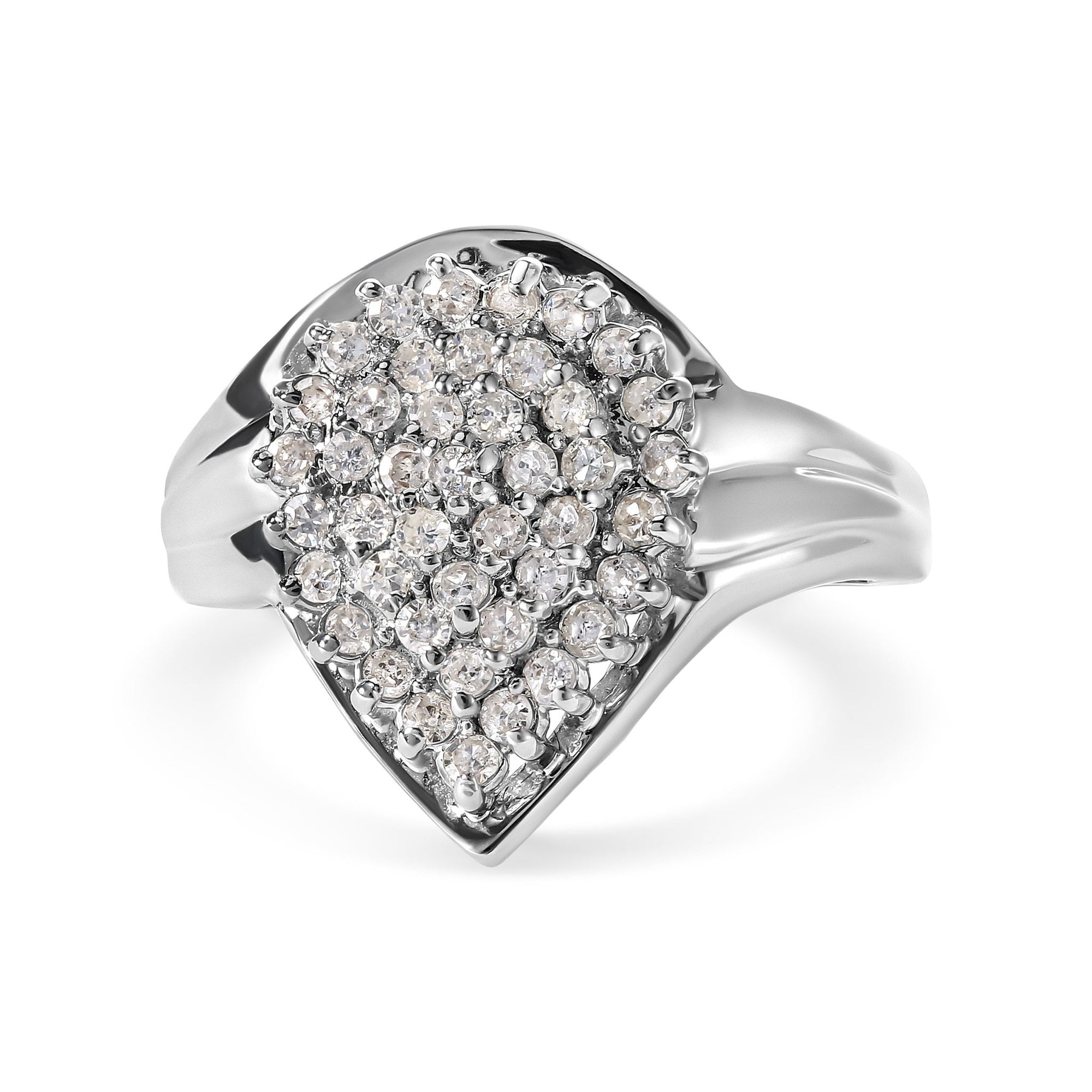 10K White Gold 1/2 Cttw Diamond Pear Shaped Cluster Ring (H-I Color, I1-I2 Clarity) - Ring Size 7 - LinkagejewelrydesignLinkagejewelrydesign