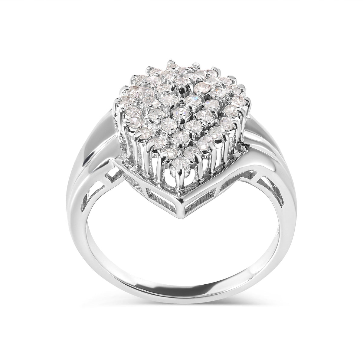 10K White Gold 1/2 Cttw Diamond Pear Shaped Cluster Ring (H-I Color, I1-I2 Clarity) - Ring Size 7 - LinkagejewelrydesignLinkagejewelrydesign