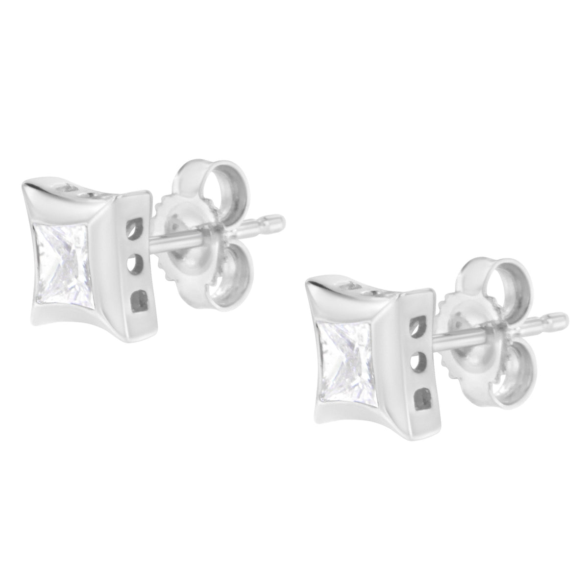10K White Gold 1/2 Cttw Invisible Set Princess-Cut Diamond Stud Earrings (H-I Color, SI2-I1 Clarity) - LinkagejewelrydesignLinkagejewelrydesign