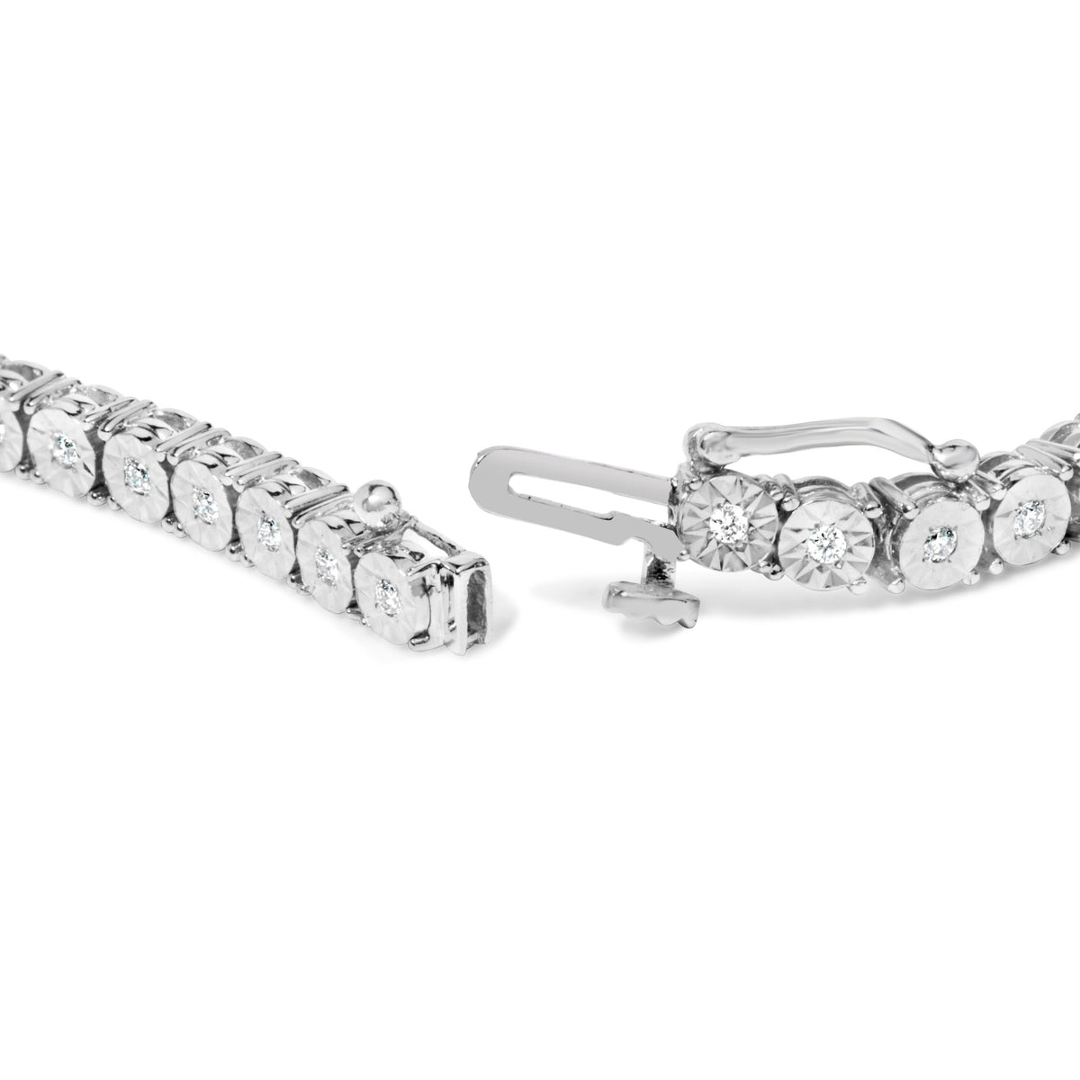 10K White Gold 1/2 Cttw Real Diamond Illusion-Set Miracle Plate Tennis Bracelet (I-J Color, SI2-I1 Clarity) - Size 7.5" - LinkagejewelrydesignLinkagejewelrydesign