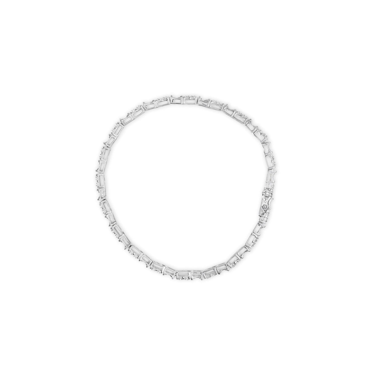 10K White Gold 1/2 Cttw Round and Channel Set Baguette Diamond Alternating Link 7&quot; Bracelet (H-I Color, I2-I3 Clarity) - LinkagejewelrydesignLinkagejewelrydesign