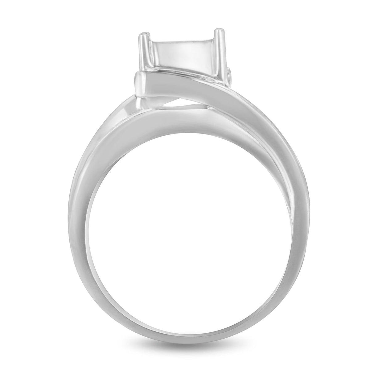10K White Gold 1/3 Cttw Invisible Set Princess-cut Diamond Cluster Bypass Ring (H-I Color, SI1-SI2 Clarity) - Ring Size 7 - LinkagejewelrydesignLinkagejewelrydesign