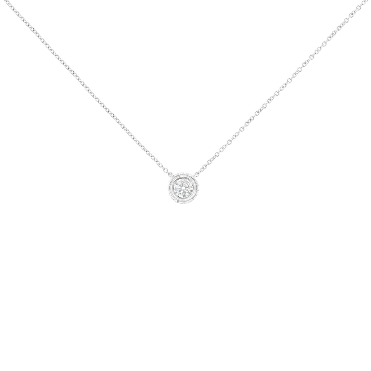 10K White Gold 1/4 Cttw Round-Cut Diamond Solitaire Chakra Style 18&quot; Pendant Necklace (J-K Color, I1-I2 Clarity) - LinkagejewelrydesignLinkagejewelrydesign