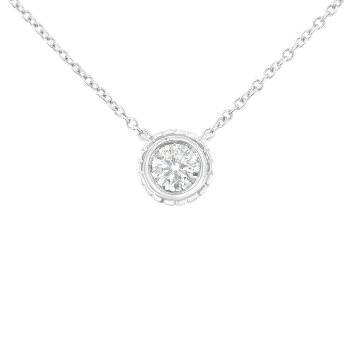 10K White Gold 1/4 Cttw Round-Cut Diamond Solitaire Chakra Style 18&quot; Pendant Necklace (J-K Color, I1-I2 Clarity) - LinkagejewelrydesignLinkagejewelrydesign