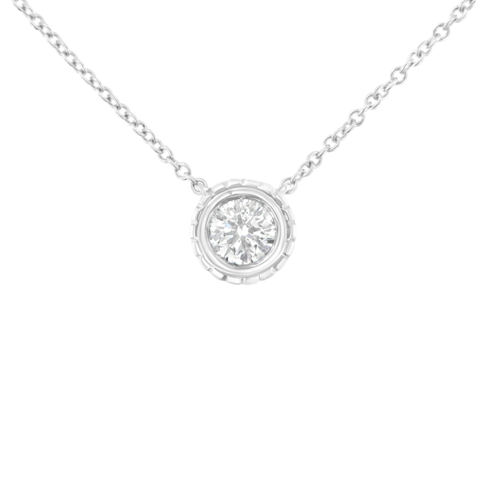 10K White Gold 1/4 Cttw Round-Cut Diamond Solitaire Chakra Style 18" Pendant Necklace (J-K Color, I1-I2 Clarity) - LinkagejewelrydesignLinkagejewelrydesign