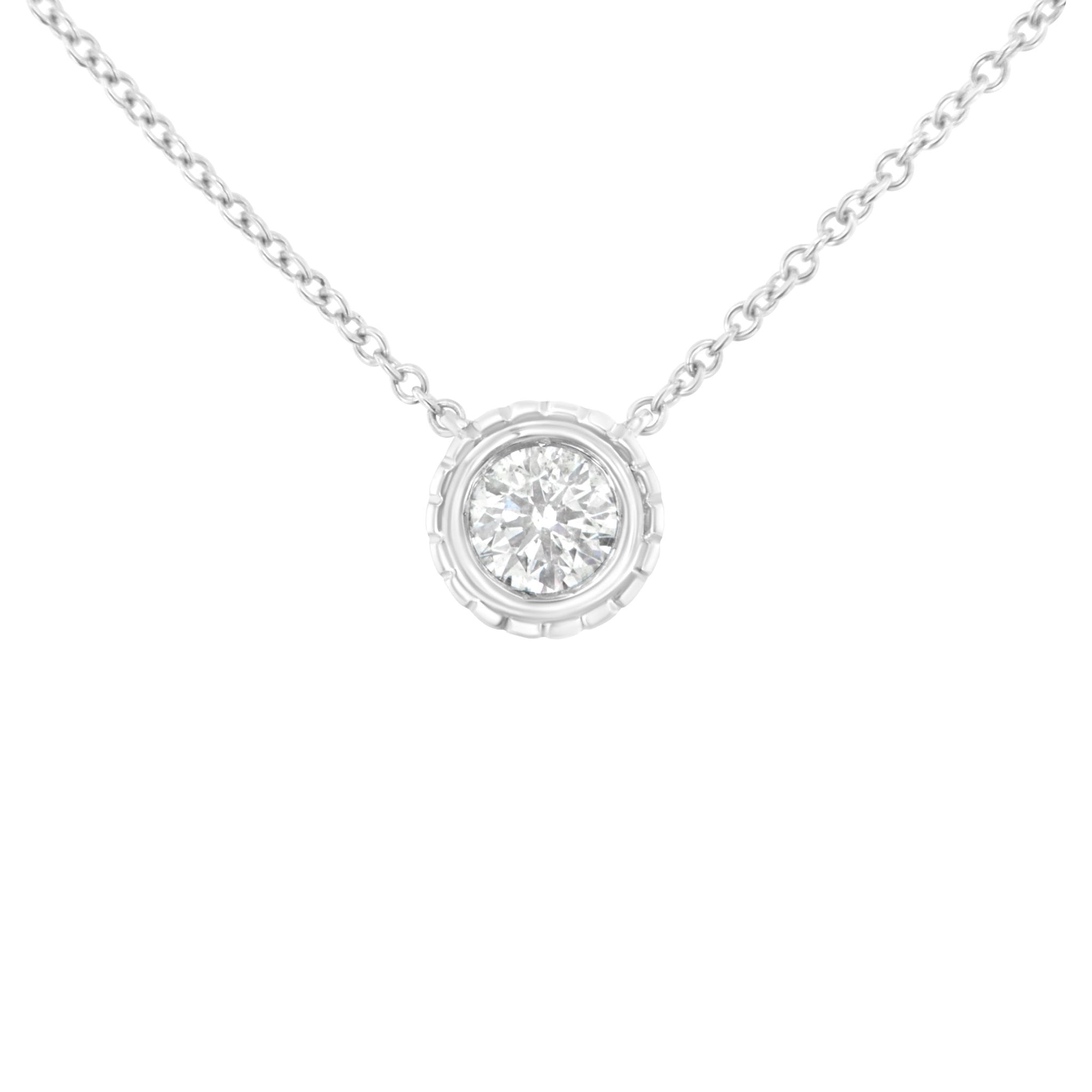 10K White Gold 1/4 Cttw Round-Cut Diamond Solitaire Chakra Style 18" Pendant Necklace (J-K Color, I1-I2 Clarity) - LinkagejewelrydesignLinkagejewelrydesign