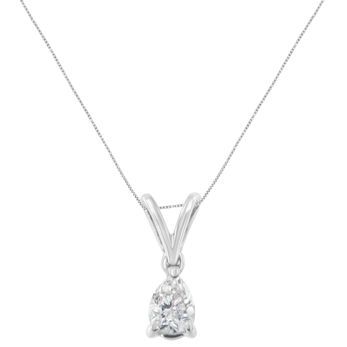 10K White Gold 1/5 cttw Diamond Pear Pendant Necklace (H-I, SI1-SI2) - LinkagejewelrydesignLinkagejewelrydesign