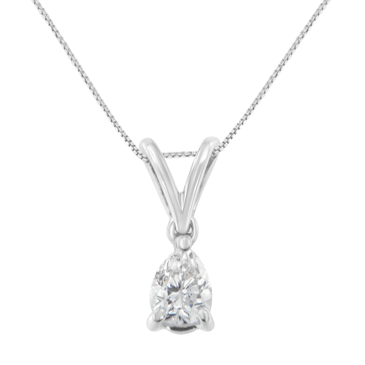 10K White Gold 1/5 cttw Diamond Pear Pendant Necklace (H-I, SI1-SI2) - LinkagejewelrydesignLinkagejewelrydesign