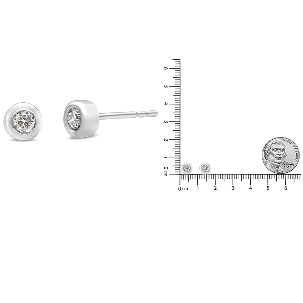 10K White Gold 1/5 Cttw Round Brilliant-Cut Near Colorless Diamond Bezel-Set Stud Earrings (H-I Color, I1-I2 Clarity) - LinkagejewelrydesignLinkagejewelrydesign