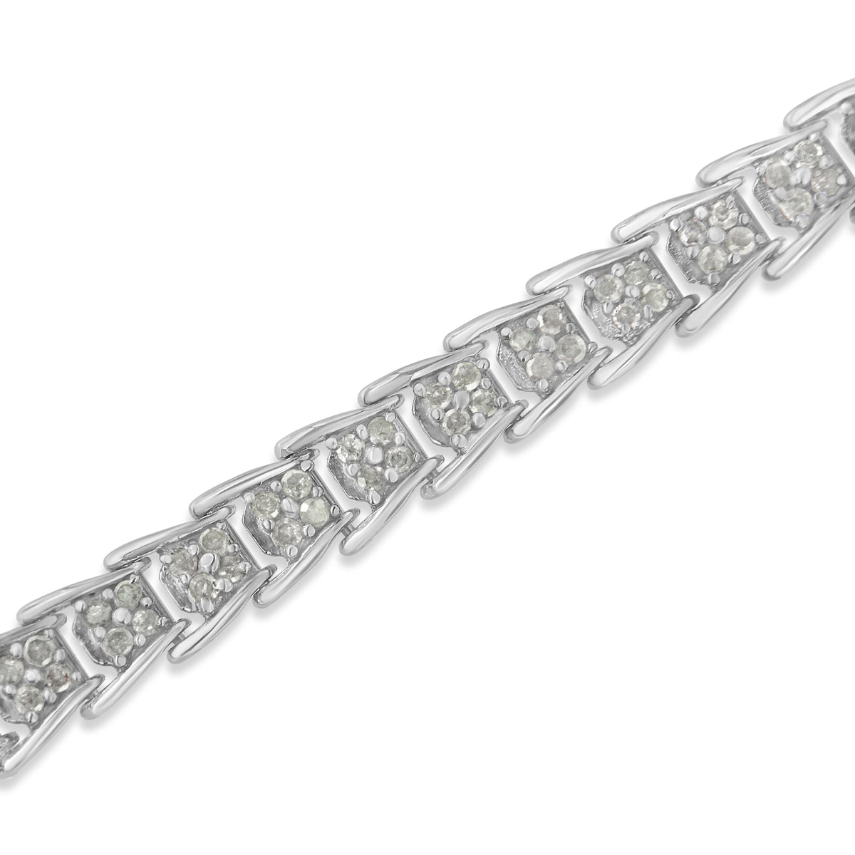 10k White Gold 2 cttw Diamond Fan-Shaped Link Tennis Bracelet (I-J Clarity, I3 Color) - Size 7.25" - LinkagejewelrydesignLinkagejewelrydesign