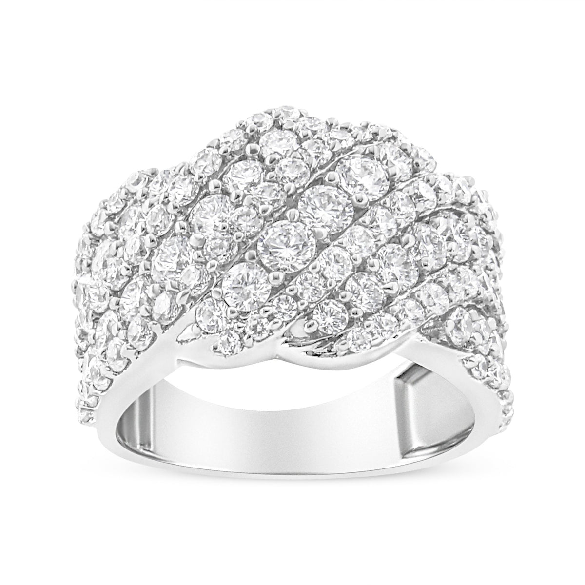 10K White Gold 3.00 Cttw Diamond Multi Row Cluster Band Ring (I-J Color, I3 Clarity) - Size 7 - LinkagejewelrydesignLinkagejewelrydesign