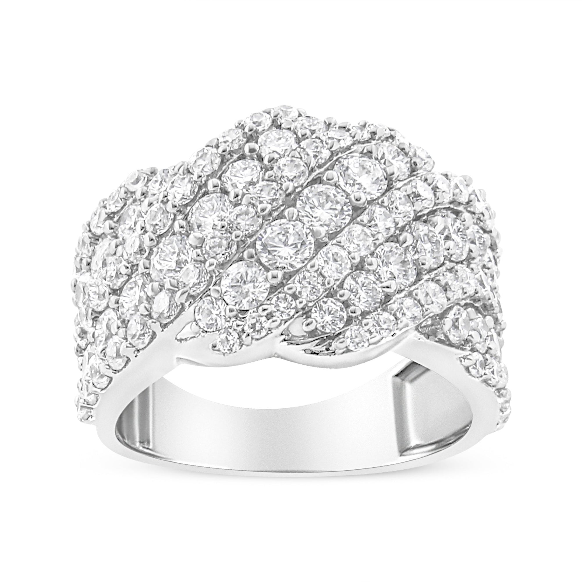 10K White Gold 3.00 Cttw Diamond Multi Row Cluster Band Ring (I-J Color, I3 Clarity) - Size 7 - LinkagejewelrydesignLinkagejewelrydesign