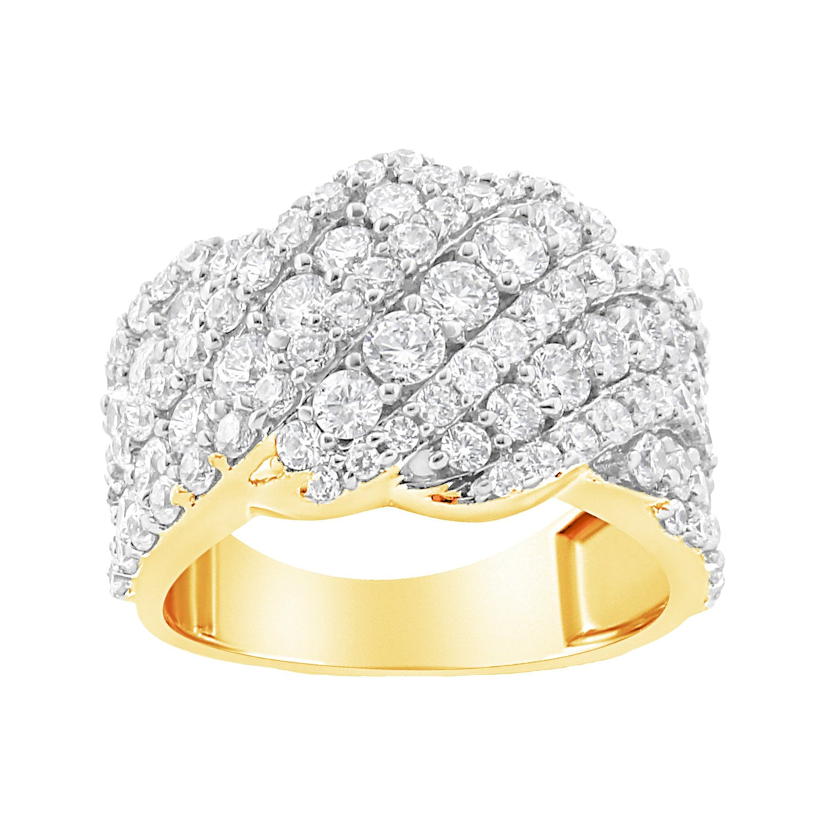 10K White Gold 3.00 Cttw Diamond Multi Row Cluster Band Ring (I-J Color, I3 Clarity) - Size 7 - LinkagejewelrydesignLinkagejewelrydesign