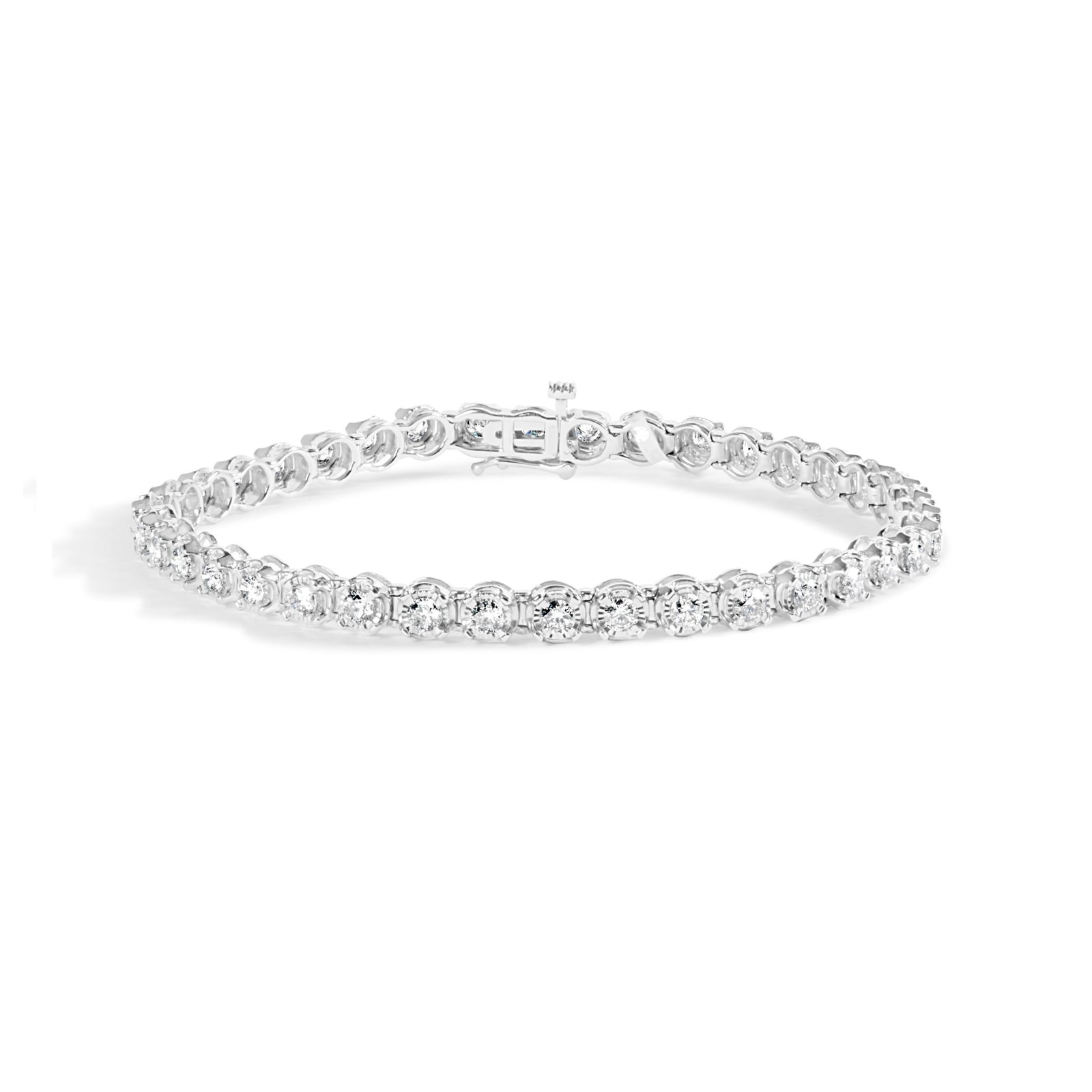 10K White Gold 3.00 Cttw Miracle Set Diamond Bezel Link Style Tennis Bracelet (H-I Color, I2-I3 Clarity) - 7.5" - LinkagejewelrydesignLinkagejewelrydesign