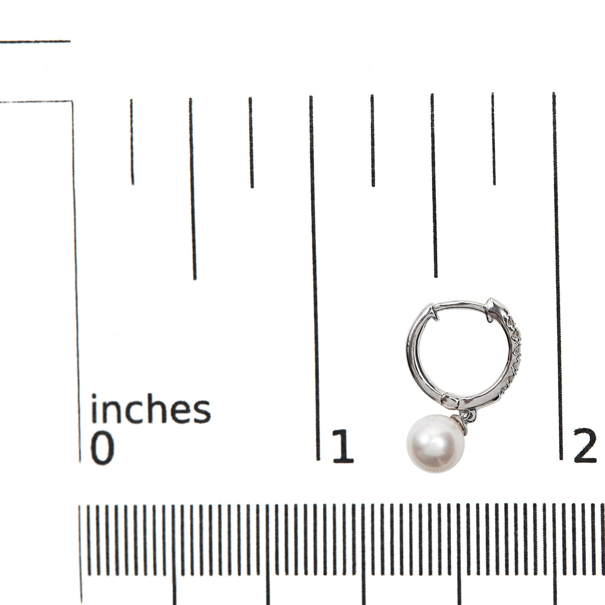10K White Gold 6x6 MM Cultured Freshwater Pearl and Diamond Accent Drop Huggy Earring (H-I Color, I1-I2 Clarity) - LinkagejewelrydesignLinkagejewelrydesign