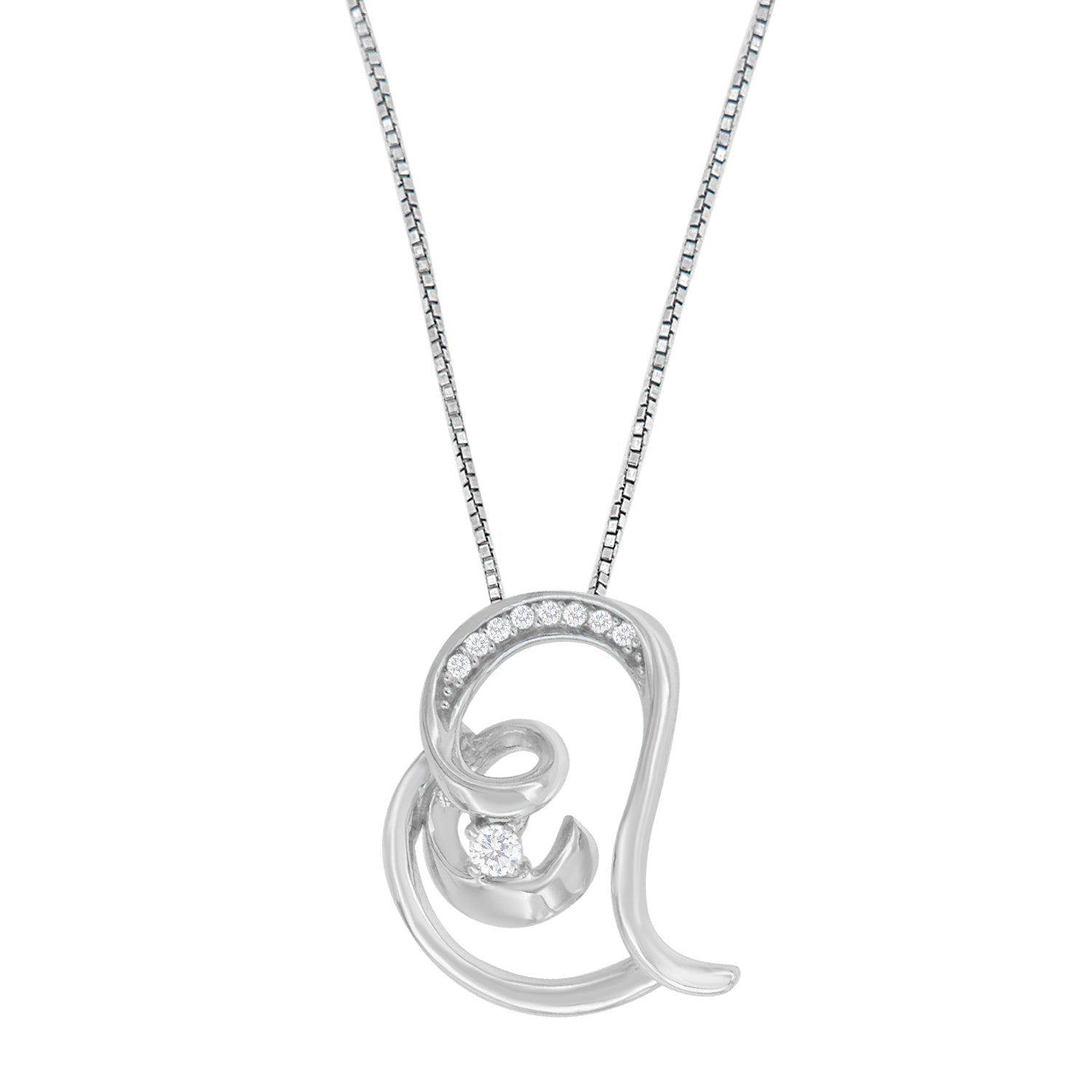 10K White Gold Diamond Accented Espira Open Spiral Twist Heart 'Rings of Love' 18" Pendant Necklace (J-K Color, I2-I3 Clarity) - LinkagejewelrydesignLinkagejewelrydesign