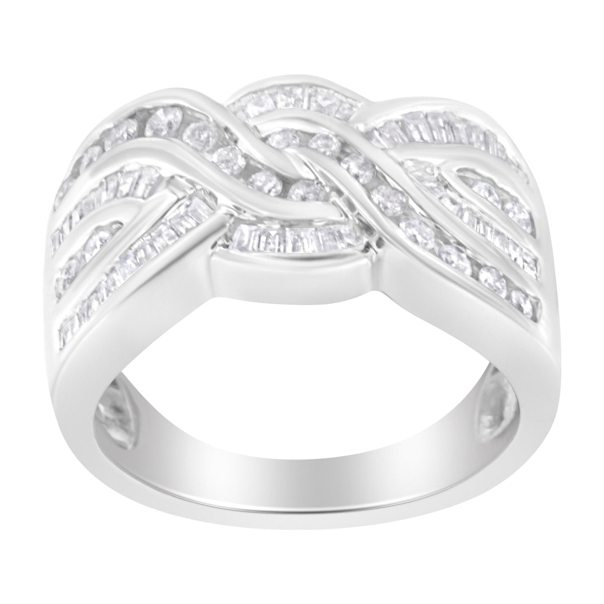 10K White Gold Diamond Bypass Ring (1 Cttw, H-I Color, I1-I2 Clarity) - Size 6-3/4 - LinkagejewelrydesignLinkagejewelrydesign