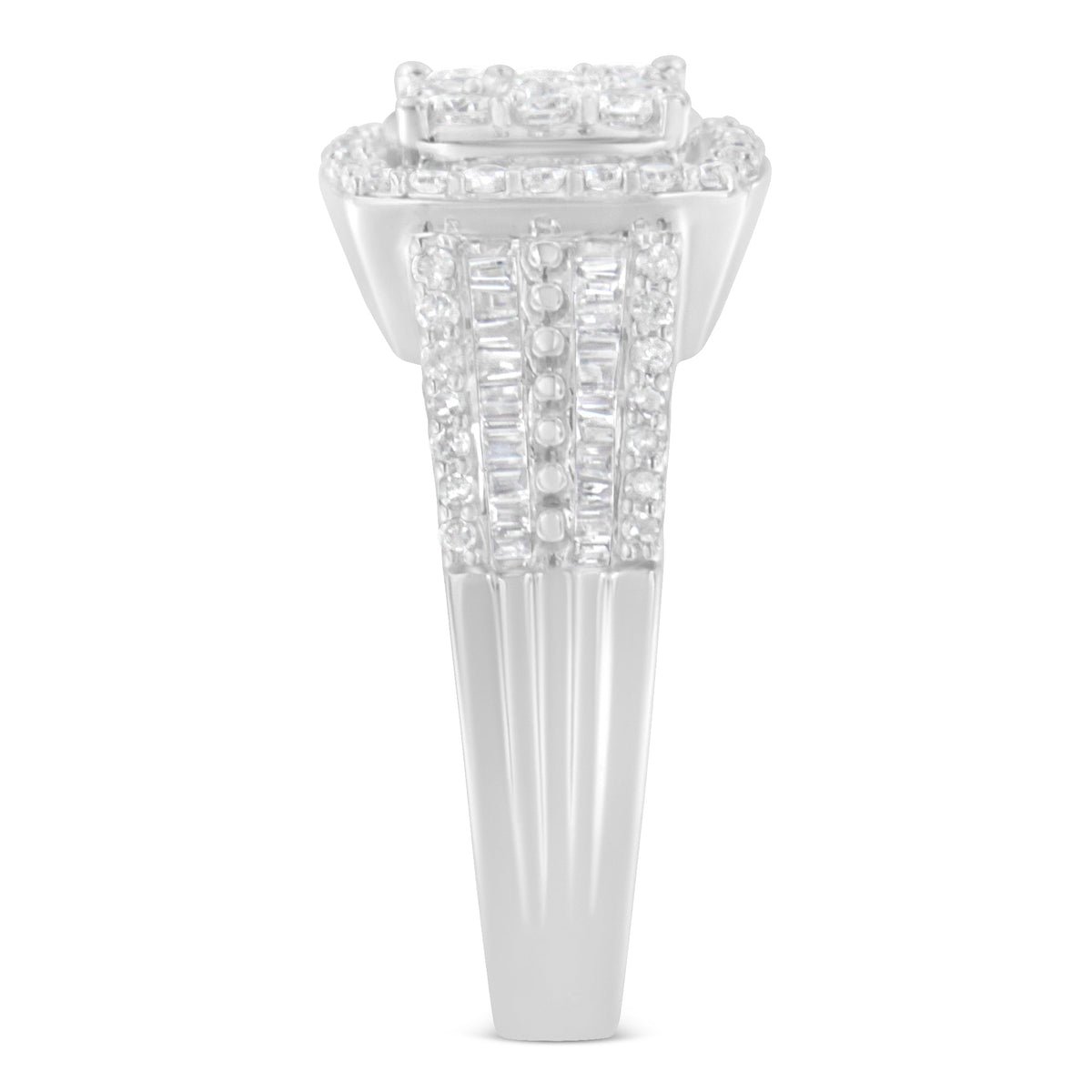 10K White Gold Diamond Cluster Ring (1 Cttw, H-I Color, I1-I2 Clarity) - Size 6-3/4 - LinkagejewelrydesignLinkagejewelrydesign
