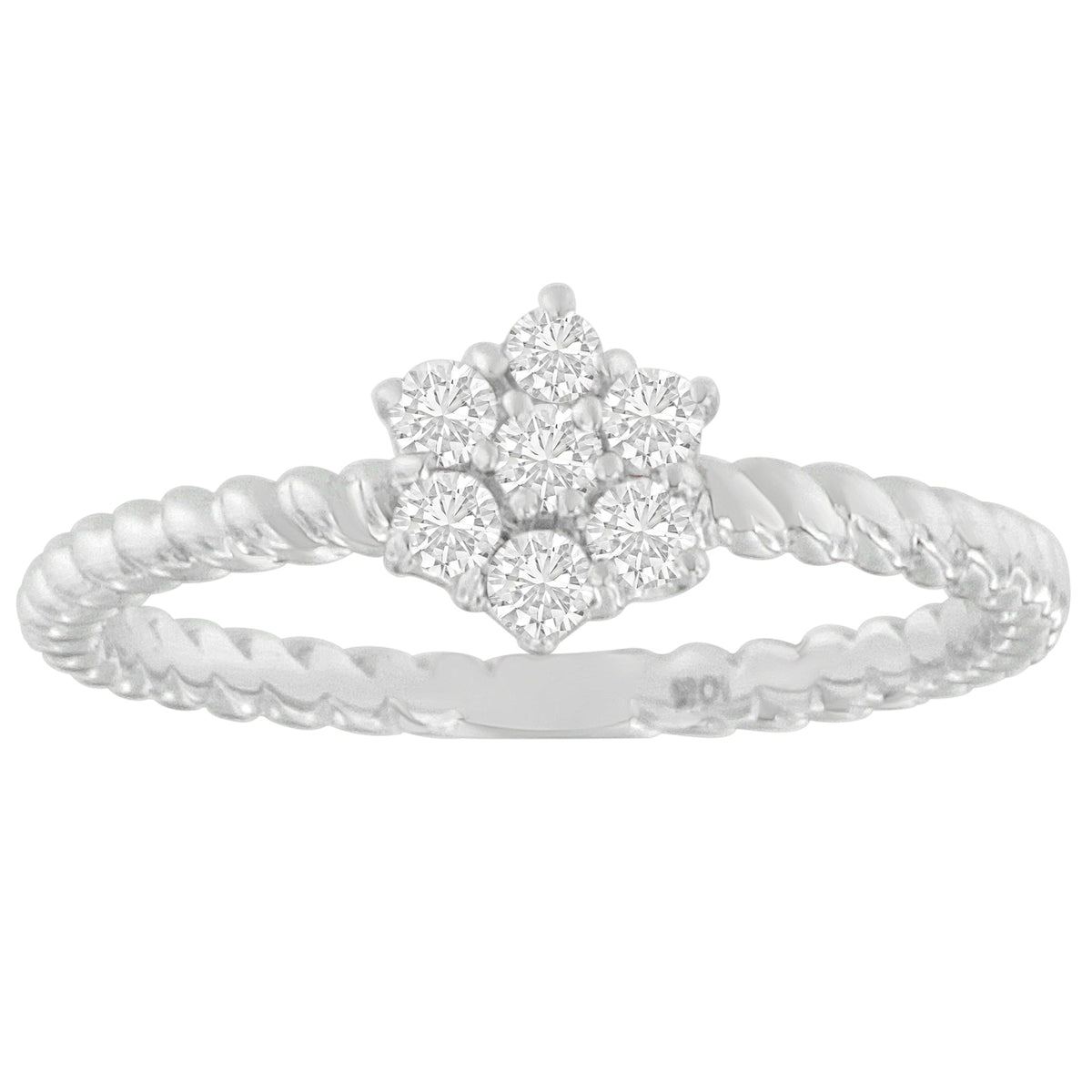 10K White Gold Diamond Cluster Ring (1/4 Cttw, H-I Color, SI1-SI2 Clarity) - Size 6 - LinkagejewelrydesignLinkagejewelrydesign