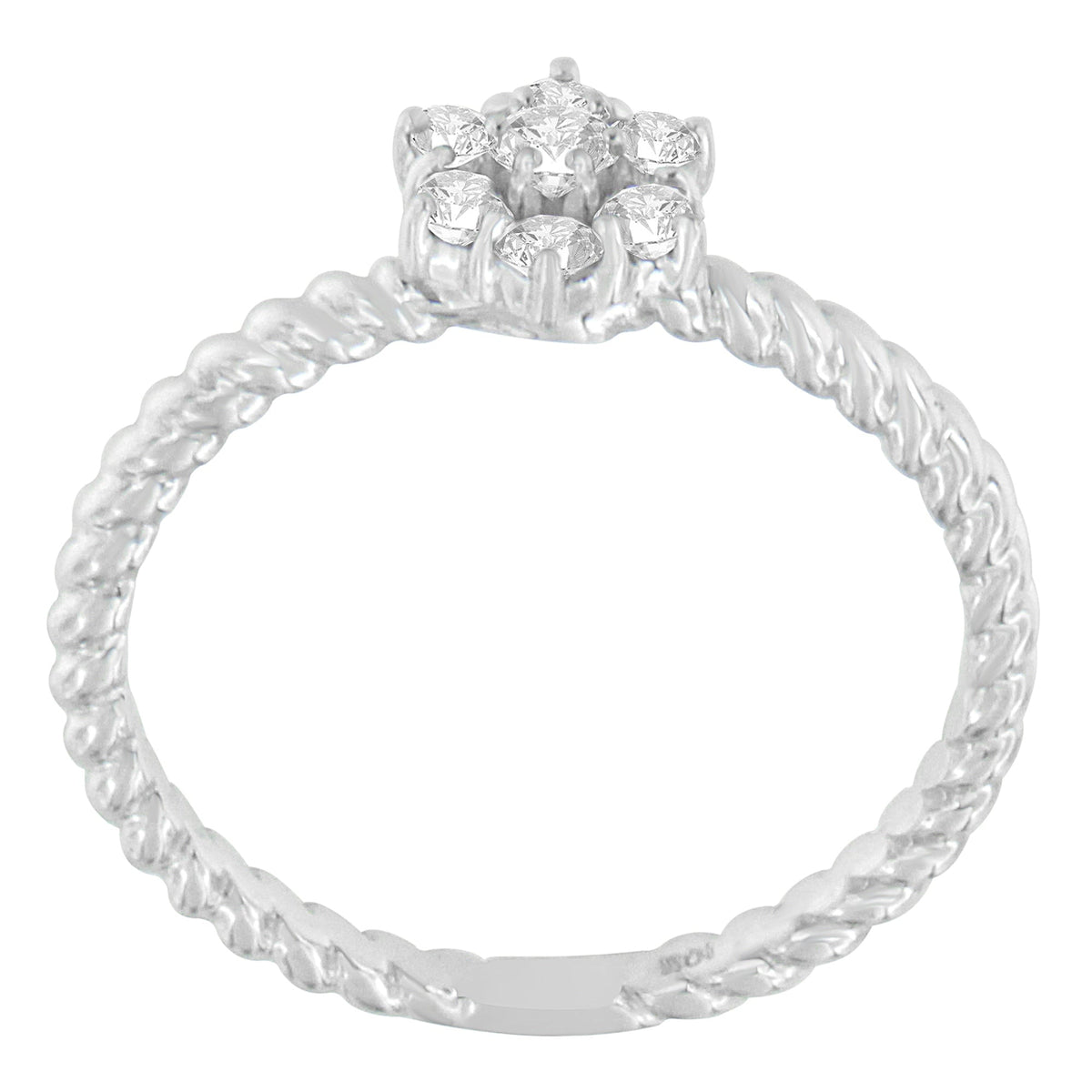 10K White Gold Diamond Cluster Ring (1/4 Cttw, H-I Color, SI1-SI2 Clarity) - Size 6 - LinkagejewelrydesignLinkagejewelrydesign