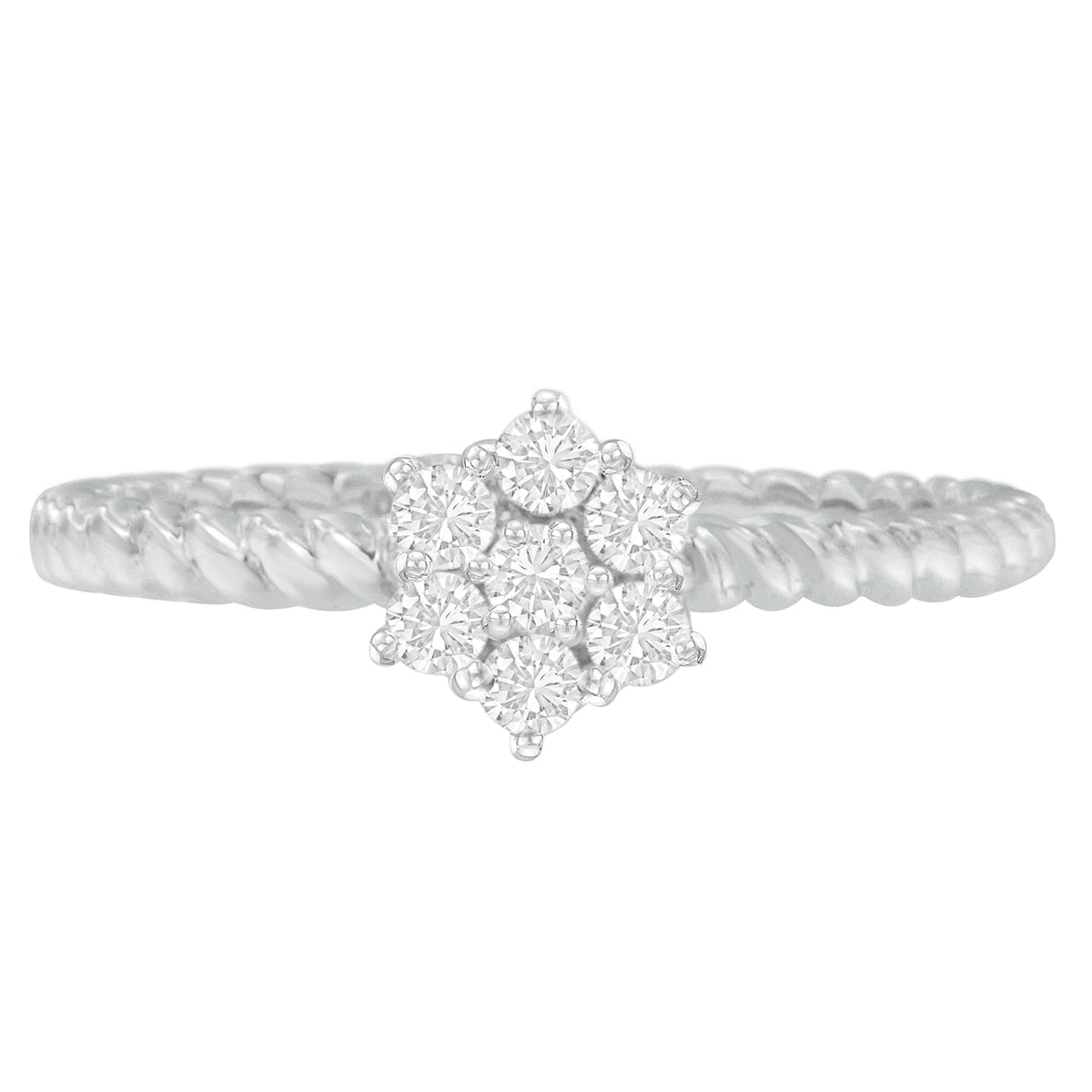 10K White Gold Diamond Cluster Ring (1/4 Cttw, H-I Color, SI1-SI2 Clarity) - Size 6 - LinkagejewelrydesignLinkagejewelrydesign