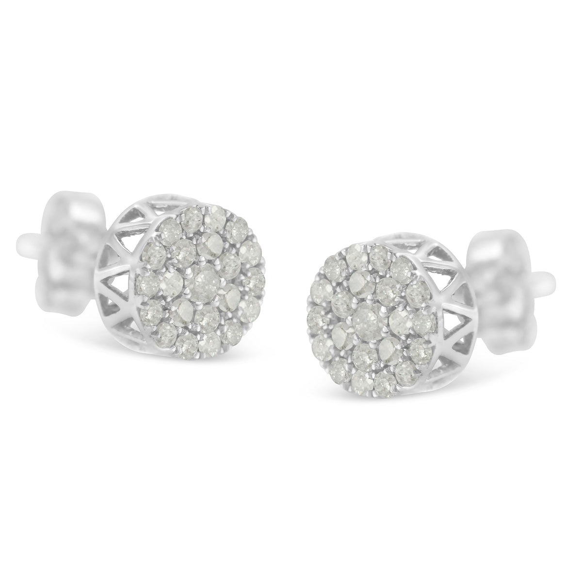 10k White Gold Diamond Cluster Stud Earrings (0.5 cttw, I-J Color, I2-I3 Clarity) - LinkagejewelrydesignLinkagejewelrydesign