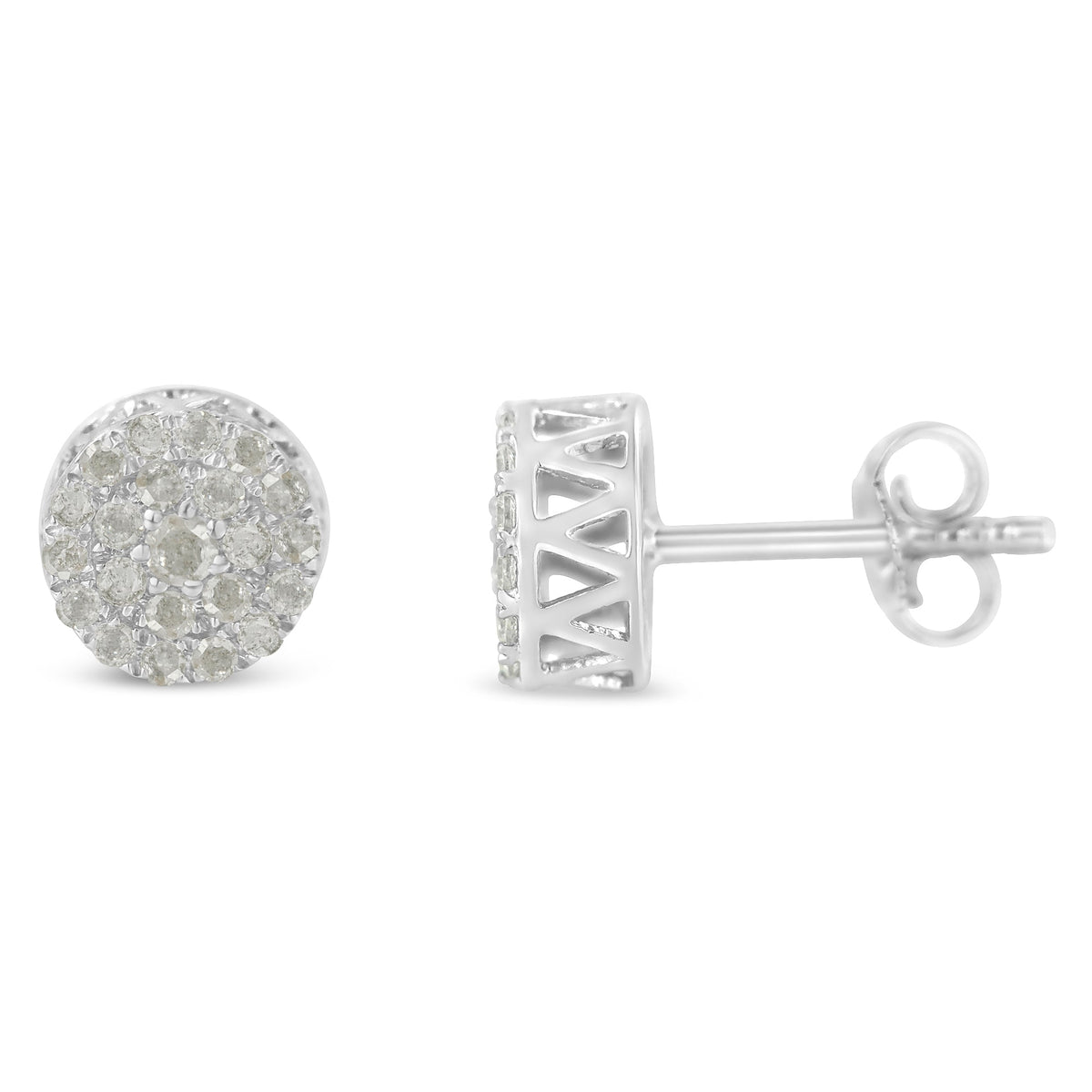 10k White Gold Diamond Cluster Stud Earrings (0.5 cttw, I-J Color, I2-I3 Clarity) - LinkagejewelrydesignLinkagejewelrydesign